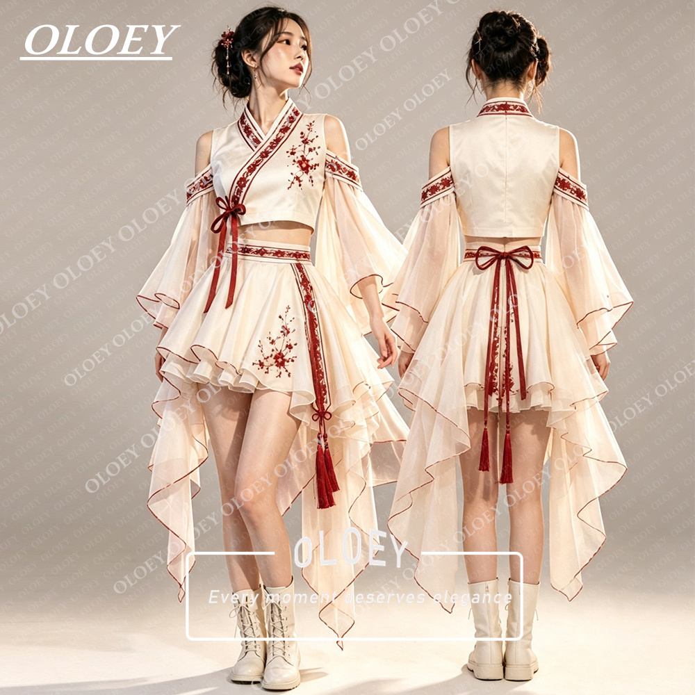 Hanbok Modern Set - OLOEY Современный красный ханбок с вышивкой