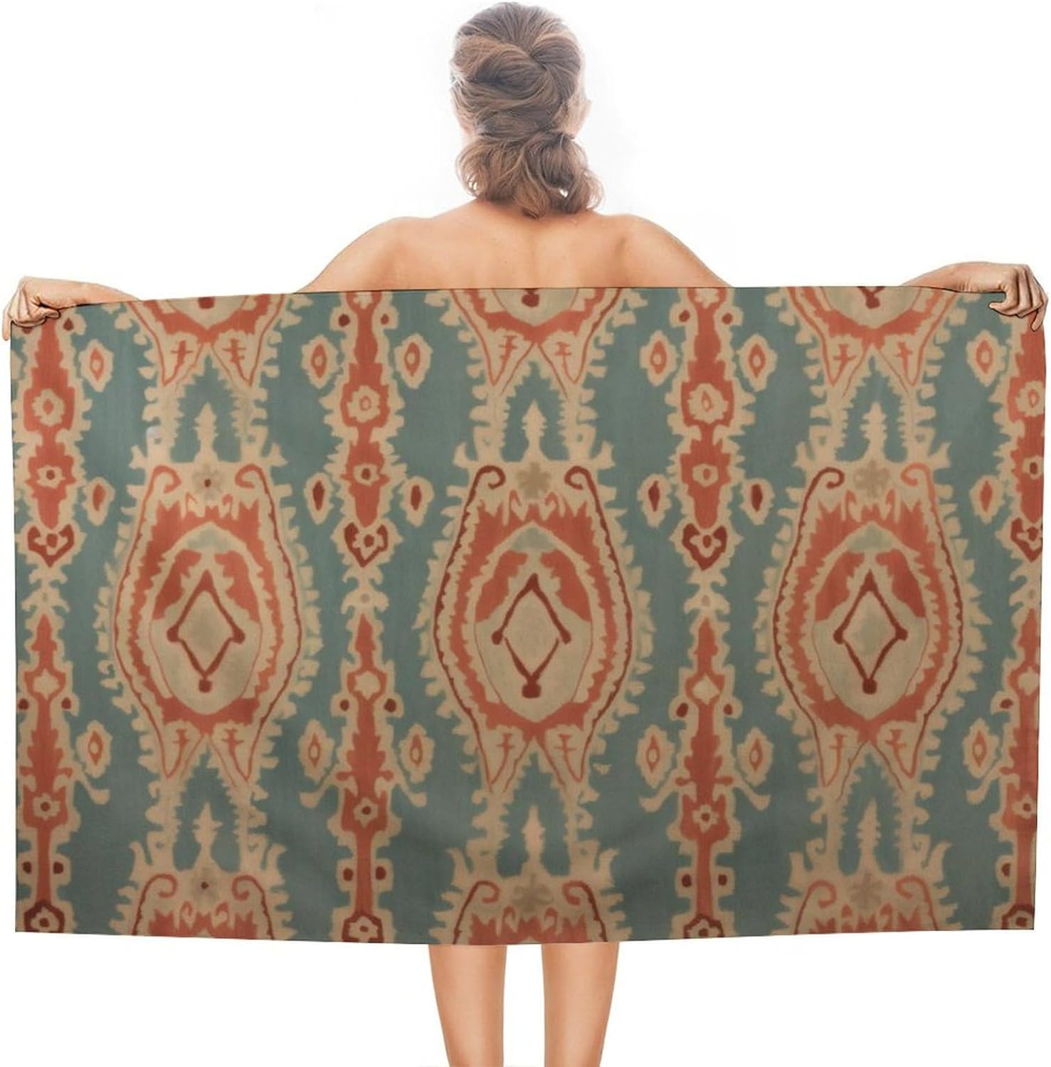 Ikat Woven Fabric - Пляжные полотенца с узором, впитывающие, компактные,