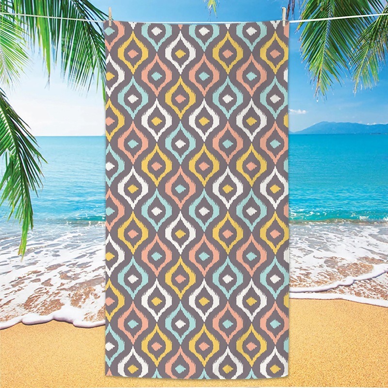 Ikat Woven Fabric - Винтажное этническое геометрическое быстросохнущее банное полотенце