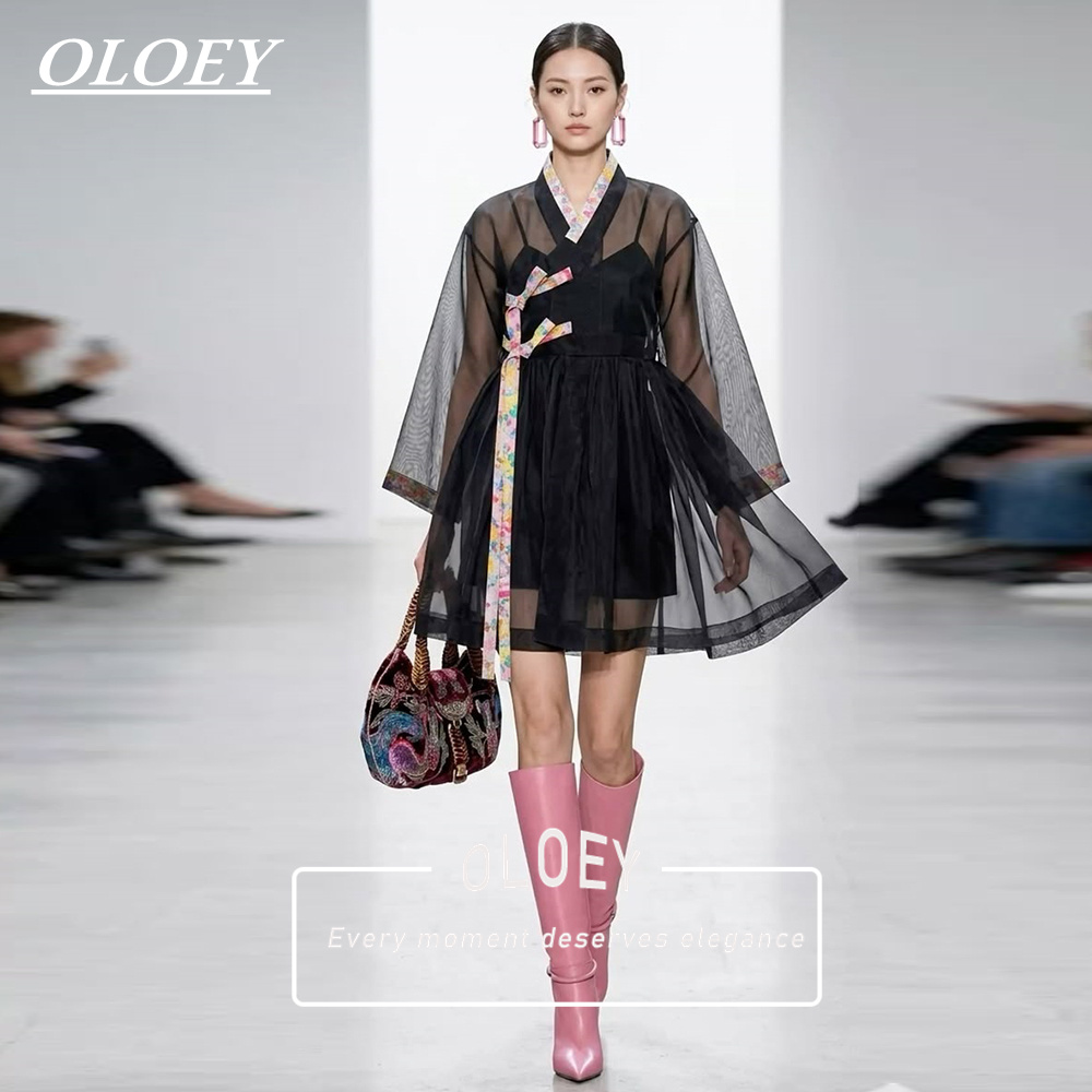 Hanbok Modern Set - OLOEY Современный черный короткий концертный ханбок,