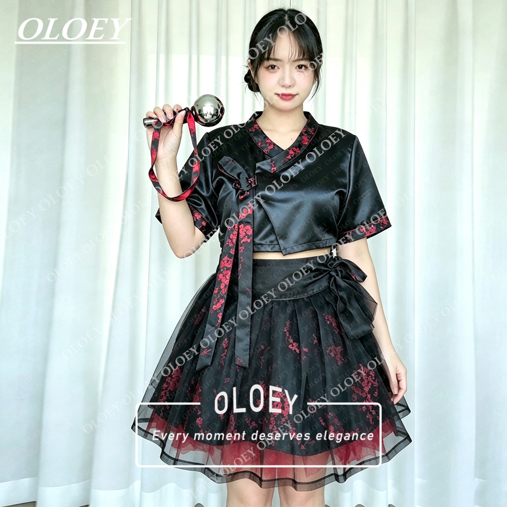 Hanbok Modern Set - OLOEY Современный черный короткий концертный ханбок,