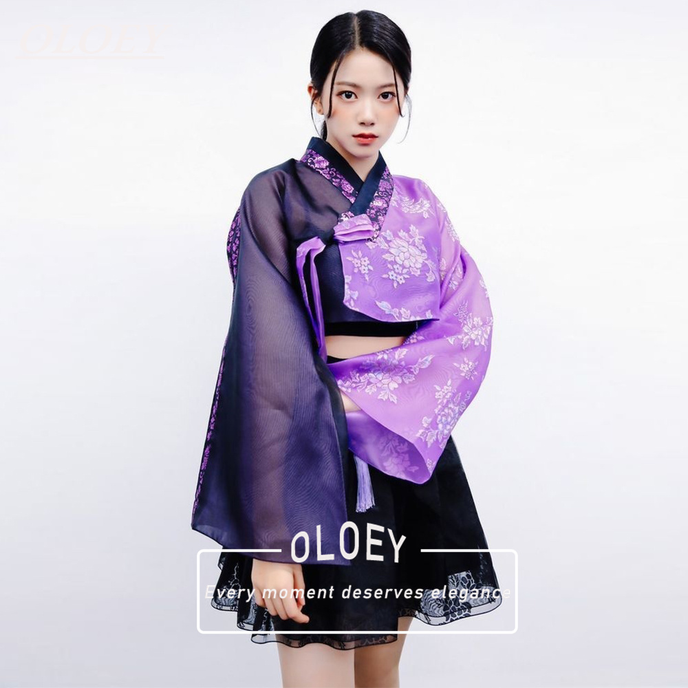 Hanbok Modern Set - Винтажный черно-фиолетовый ханбок OLOEY, комплект из