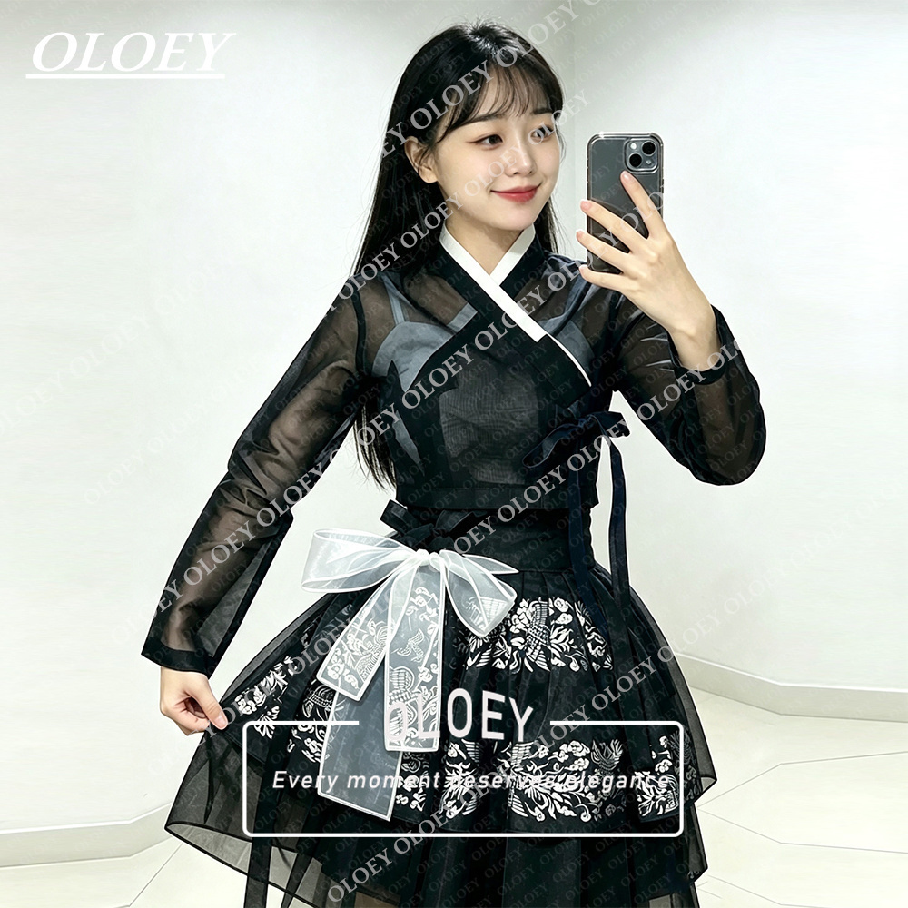 Hanbok Modern Set - OLOEY Современный черный короткий концертный ханбок