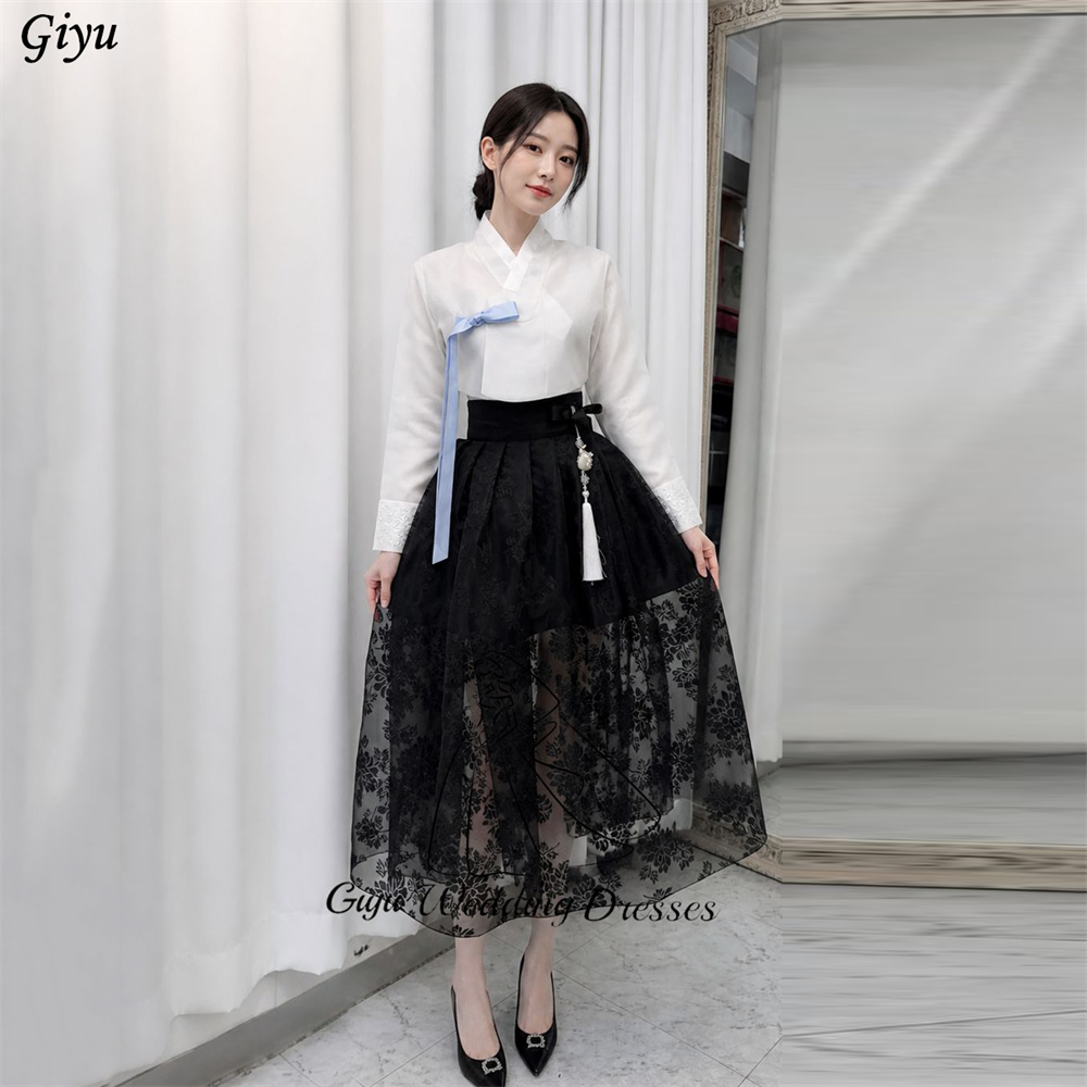 Hanbok Modern Set - Индивидуальный черный ханбок Giyu с контрастными