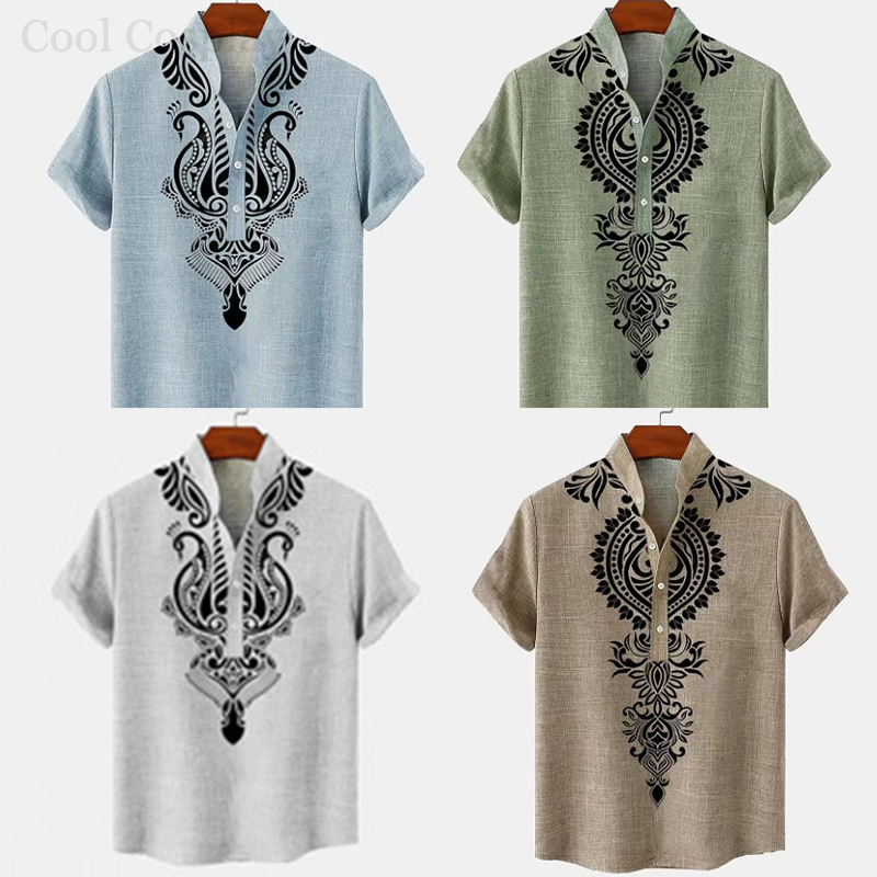 Мужская ретро-рубашка Хенли с  – обзор и цена Ethnic Fashion Style